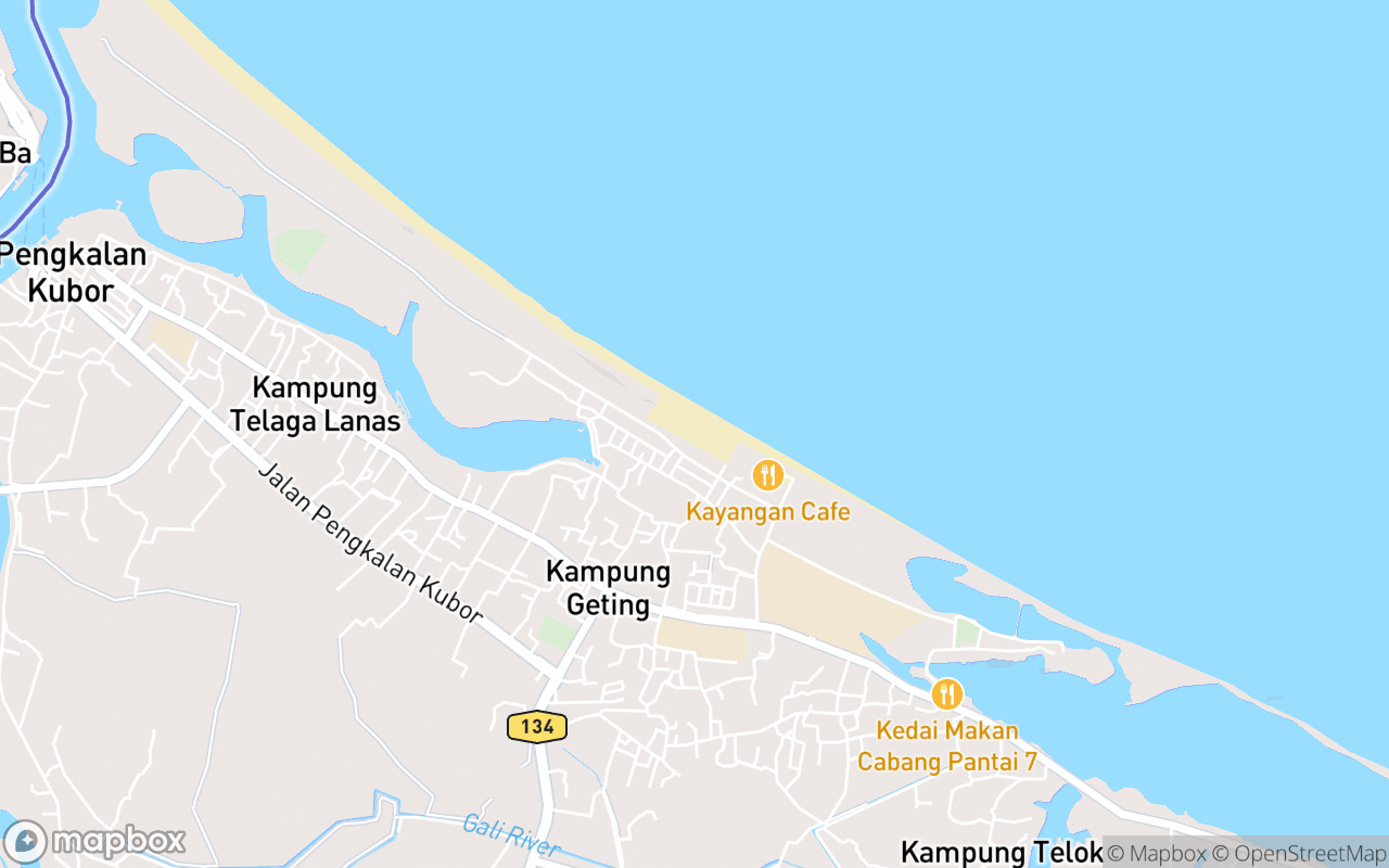 Map showing the location of Geting Beach