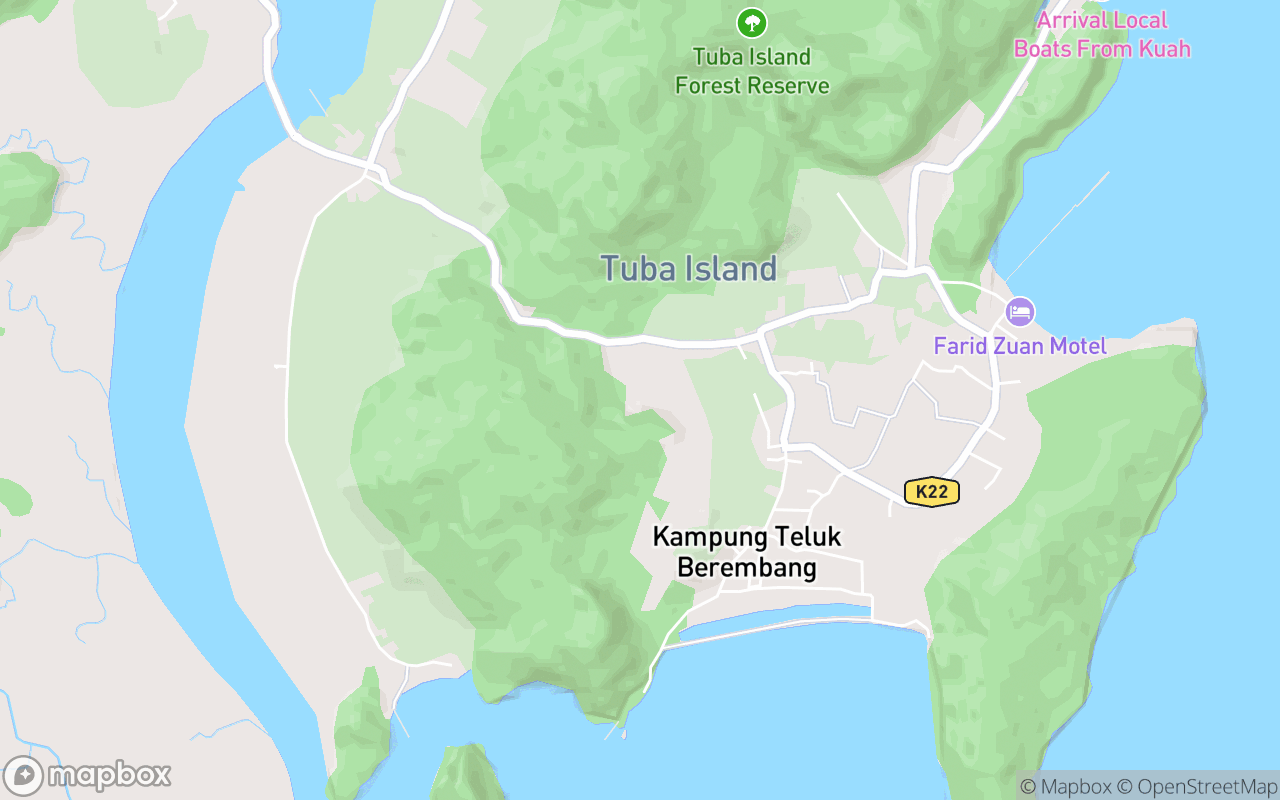 Map showing the location of Gua Kelawar (Pulau Tuba)