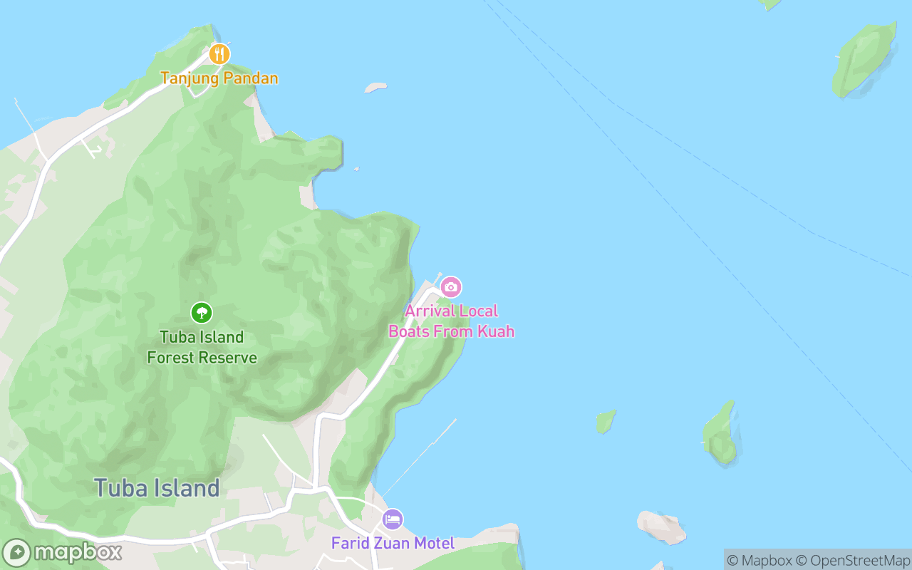 Map showing the location of Jeti Pulau Tuba