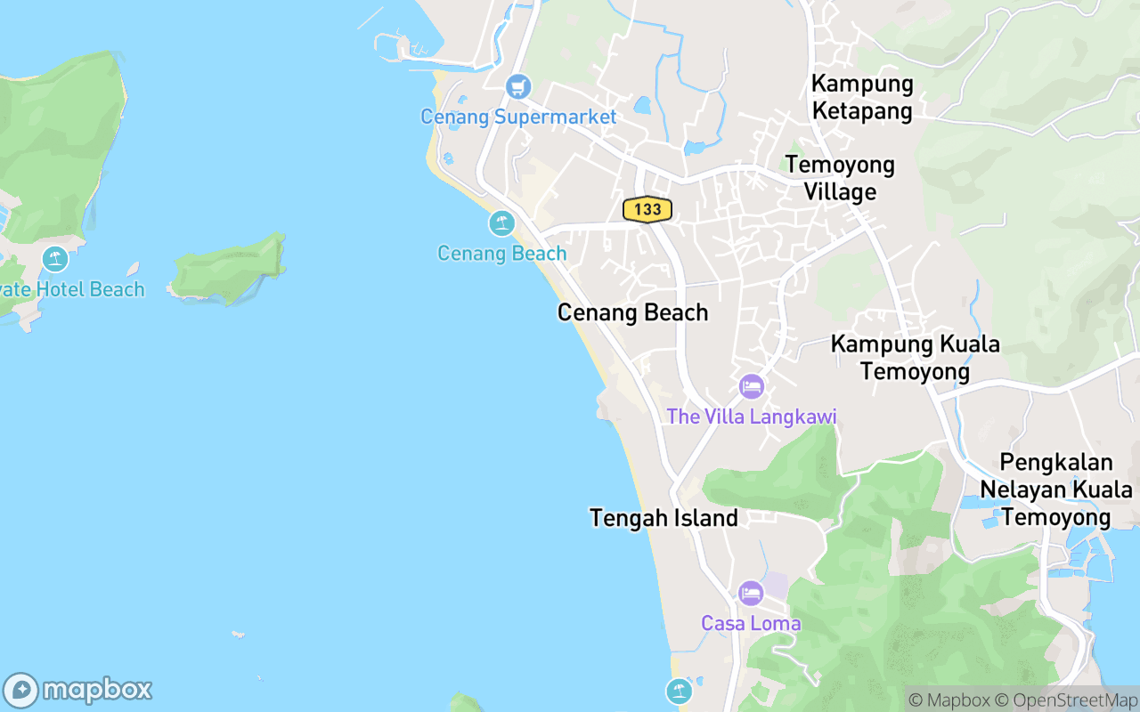 Map showing the location of Parasailing (Pantai Cenang)