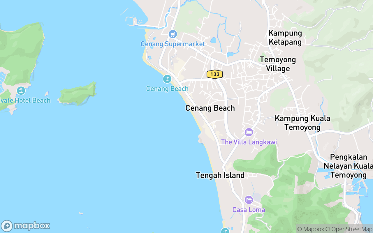 Map showing the location of Jet Ski (Pantai Cenang)