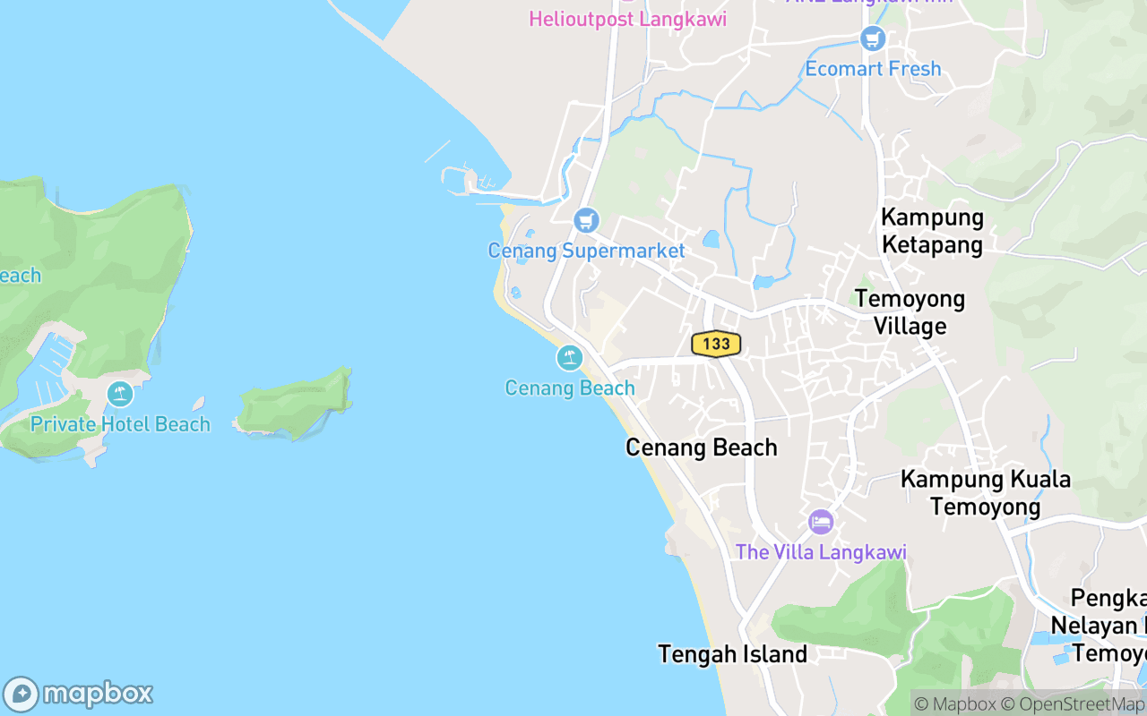 Map showing the location of Pantai Cenang
