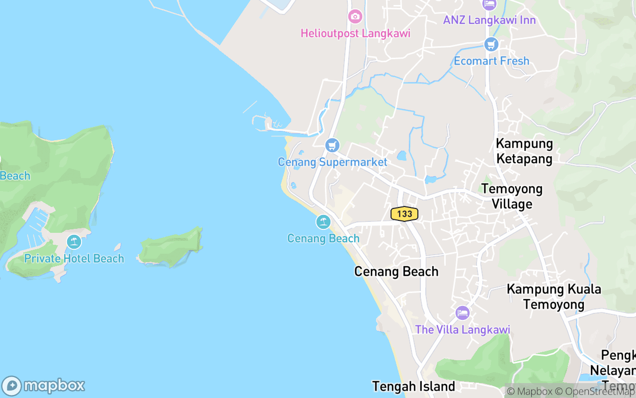 Map showing the location of Kerisik Restaurant Cenang