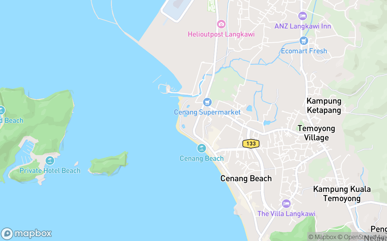 Map showing the location of Pelangi Beach Resort & Spa