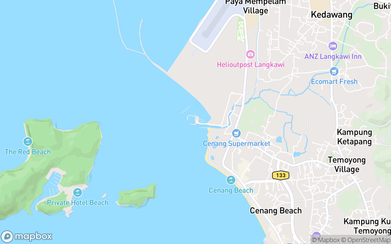 Map showing the location of Cenang Terminal