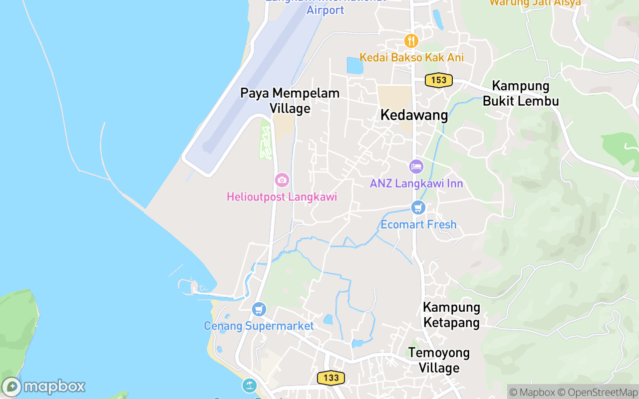 Map showing the location of Birdwatching (Pantai Cenang)
