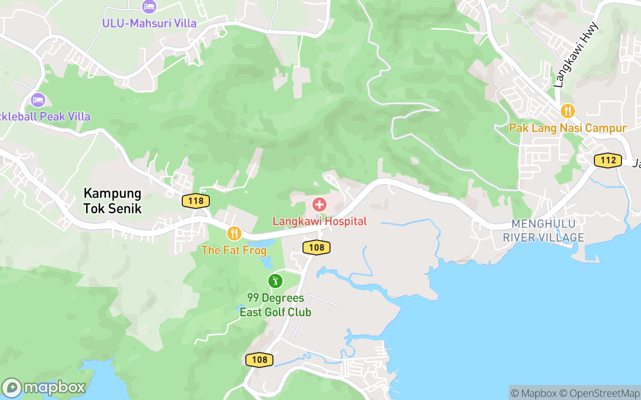 Map showing the location of Hospital Sultanah Maliha, Langkawi
