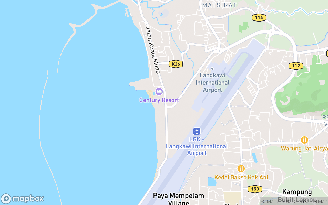 Map showing the location of Padang Mat Sirat Police Station