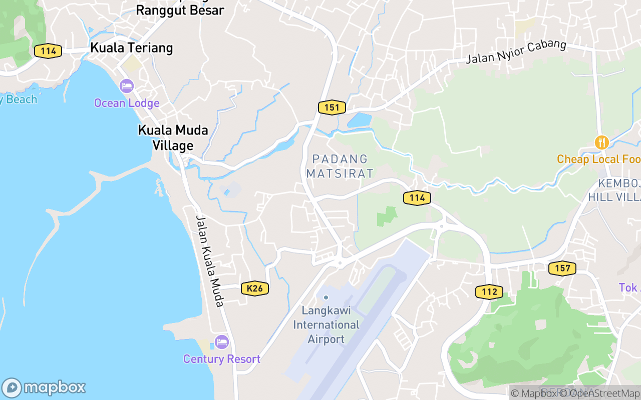 Map showing the location of Padang Matsirat Health Clinic