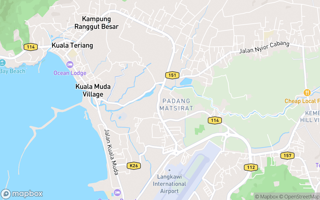 Map showing the location of Padang Matsirat Night Market (Sunday)