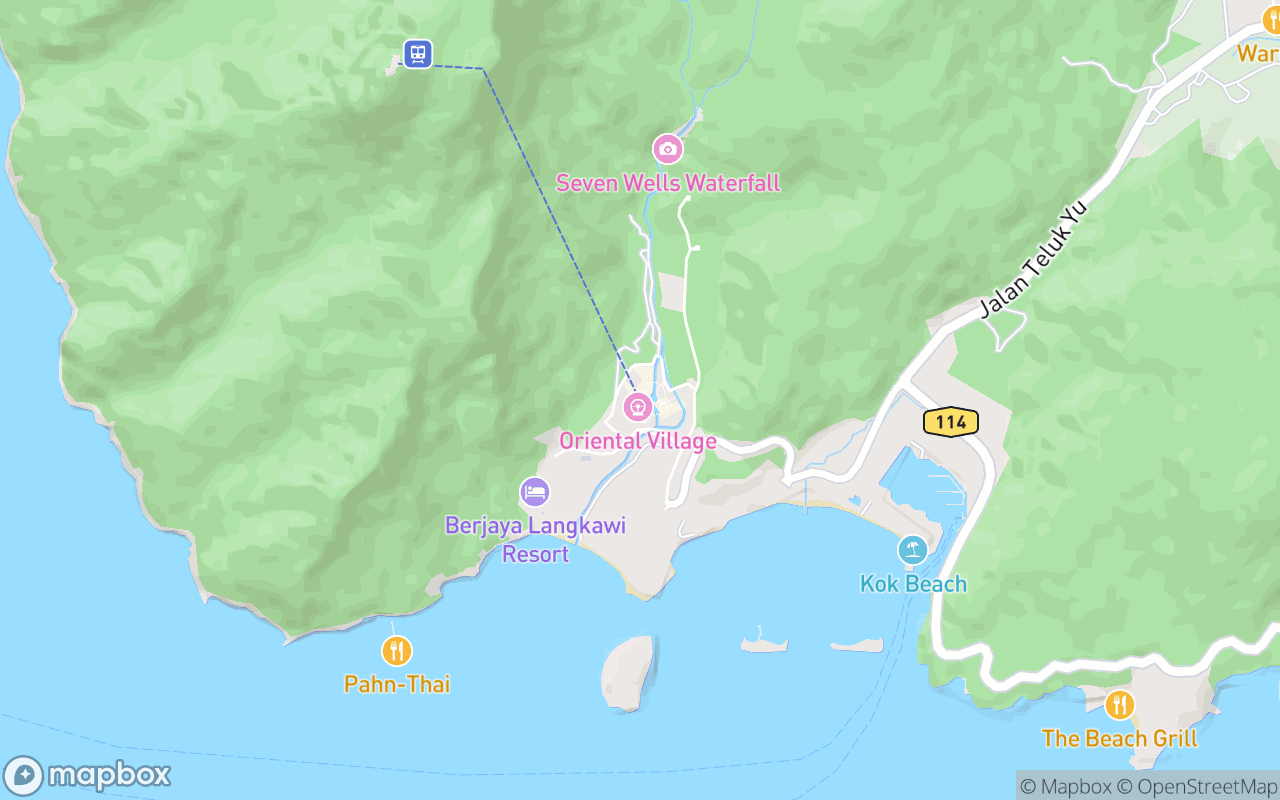 Map showing the location of Langkawi Skybridge Cable Car