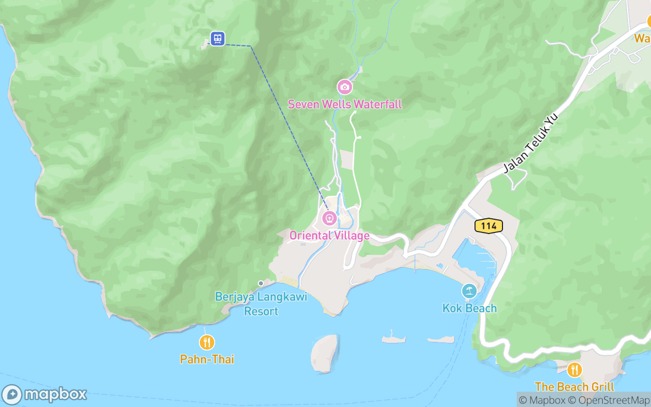 Map showing the location of Machinchang Petland Langkawi
