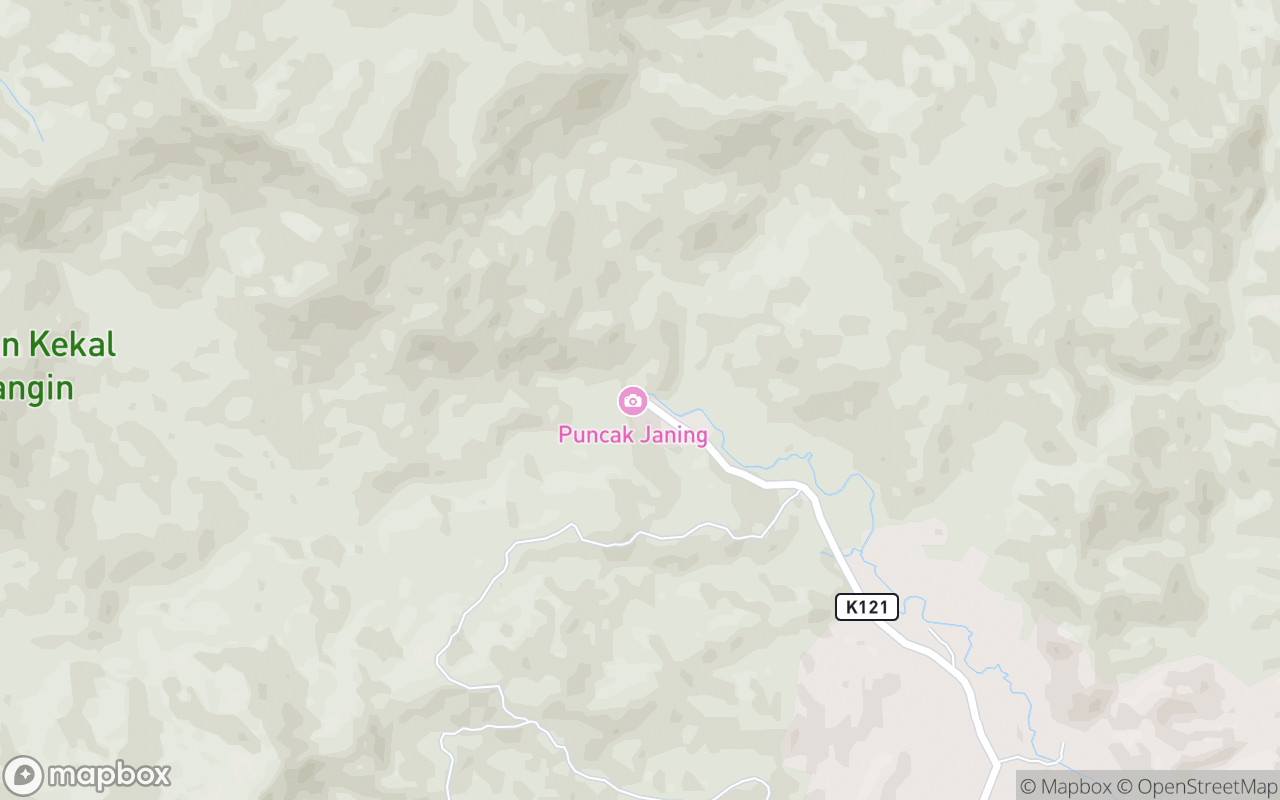 Map showing the location of Puncak Janing Waterfall