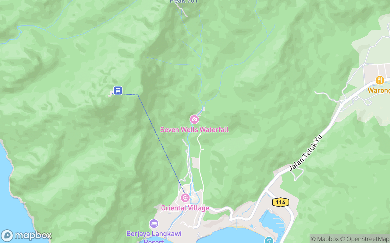 Map showing the location of Air Terjun Telaga Tujuh (Waterfall)