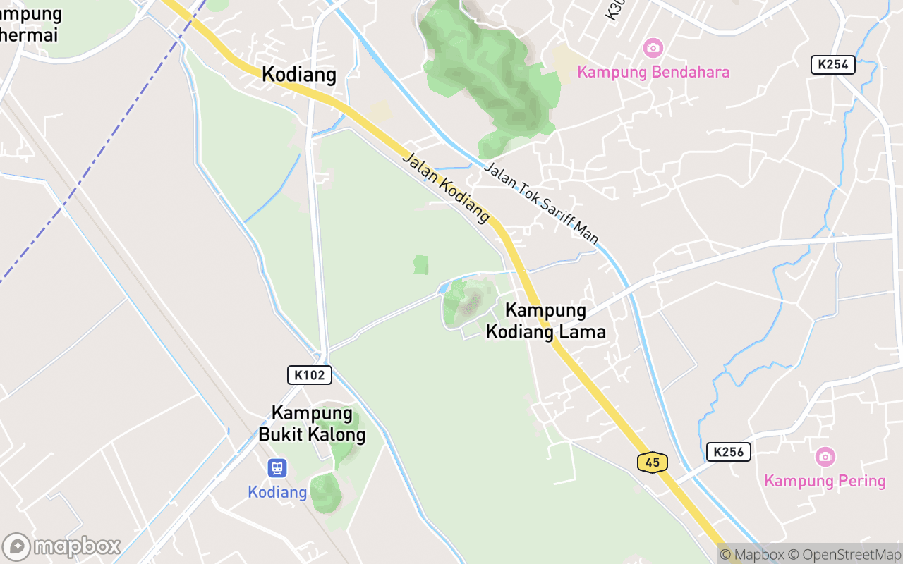 Map showing the location of Bukit Kodiang Trailhead