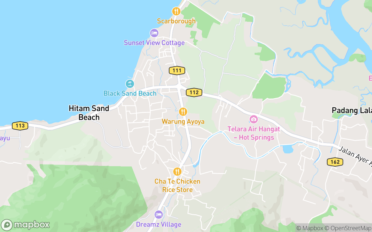 Map showing the location of Air Hangat Health Clinic